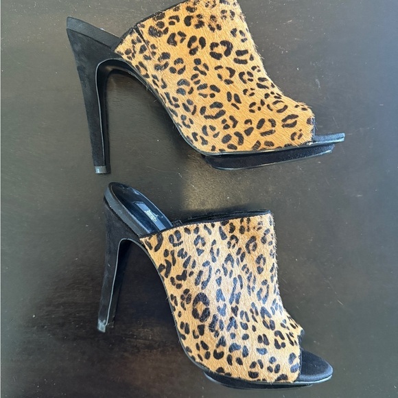 Mango Shoes - MANGO animal print Leather hair on Heels Size 7.5